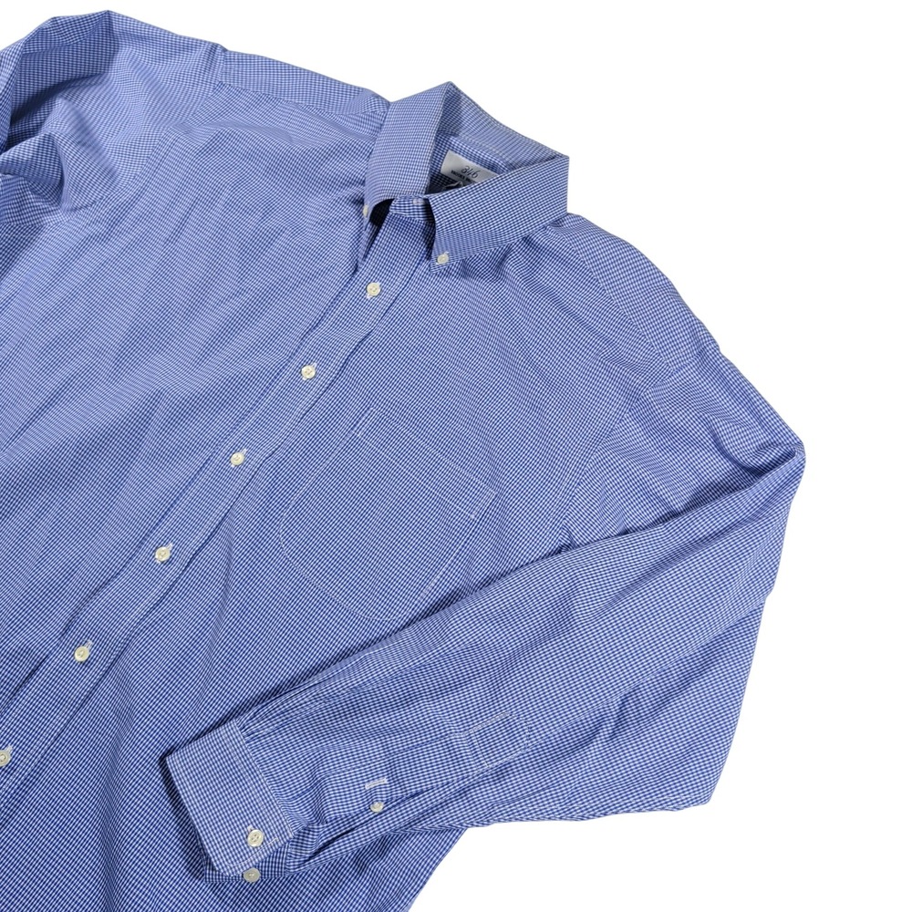 Brooks Brothers Shirt Mens 16-32/33 Blue 346 Micro Check Non-Iron Button Down